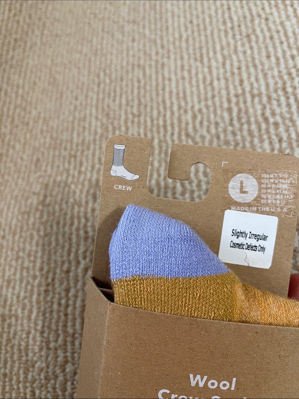 Patagonia Men’s Crew Socks in Gold and Lavender Stripe - Picture 5 of 5